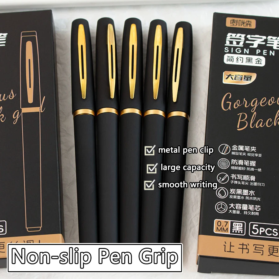 5 Teile/paket Große Kapazität Gel Stift 0,5/0,7/1,0mm Spitze Schwarz Tinte Unterschrift Stift Schreiben Business Büro liefert Schule Schreibwaren – Detail 4