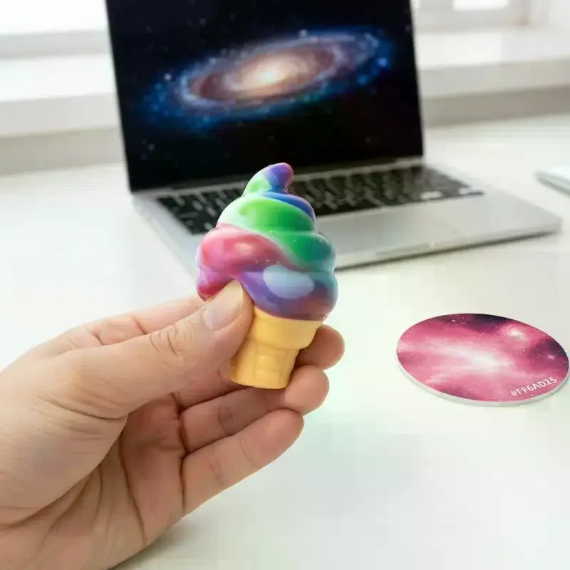 Ice Cream Cone Slow Rebound Sensory Fidget Toy Soft Squeeze Toy for Kids Summer Camp Activity Prizes
