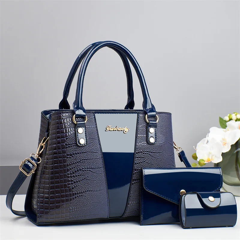 

Large-capacity Fashionable and Versatile Three-piece Handbags, Crocodile Pattern Texture Embossing, Large-capacity Foreign Style
