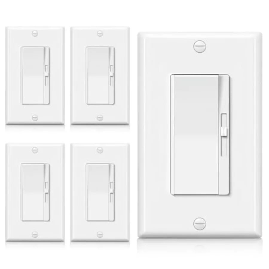 Pack Super Slim Dimmer Light Switch for 300W Dimmable LED/CFL Lights and 600W Incandescent/Halogen Single Pole/3-Way LED Slide
