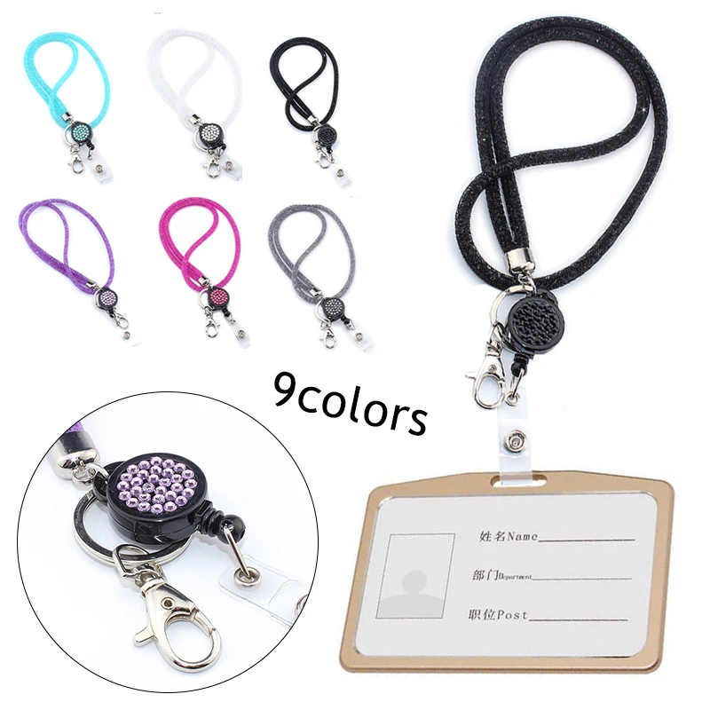 1PCS Retractable Hanging Rope Badges Holder Anti-lost ID Card Holder Lanyard Fashion Keys Card Sleeve Cell Phone Necklace Strap