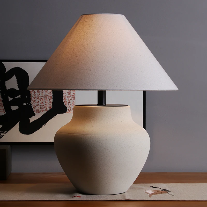 

New Chinese-style Jingdezhen pottery pot wabi-**** wind decorative desk lamp bedroom bedside living room desk tea room homestay