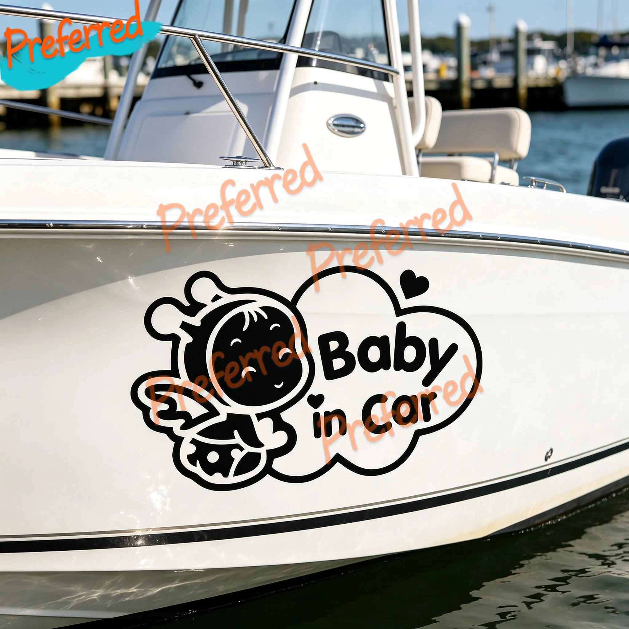 2x Baby on Board Bee Waving Humor Truck Car Window Diecut Vinyl Decal Sticker - Customizable in Any Sticker Size