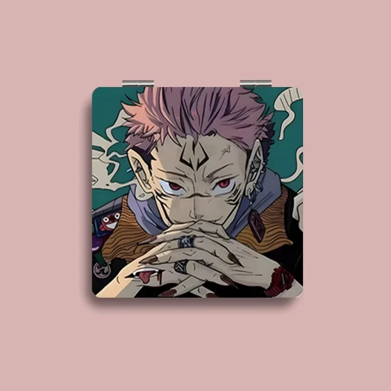 Anime Jujutsu Kaisen Student Folding Mirror Gojou Satoru Inumaki Toge Cosplay Portable Makeup Mirror Dual Purpose Magnifying