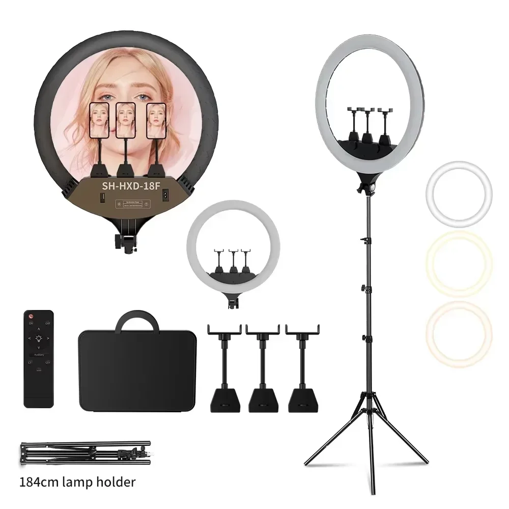 Grote ringlamp 18 inch selfie LED-videolamp met statief Telefoonclip voor YouTube Live Light Photo Photography Studio - afbeelding 1