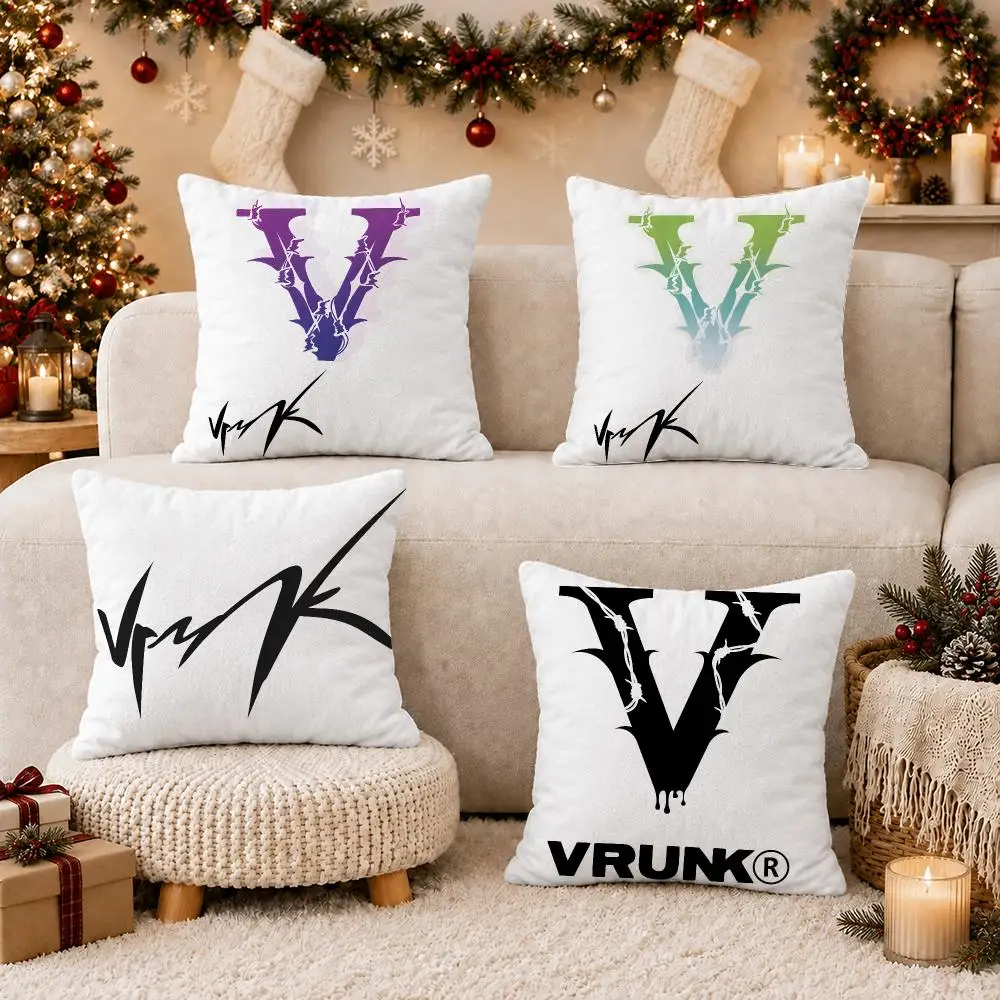 Fashion Logo V-VrUnkS Cushion Cover Plush Decorative Pillow Case With Hidden Zipper Cutecore Room Decor For Home