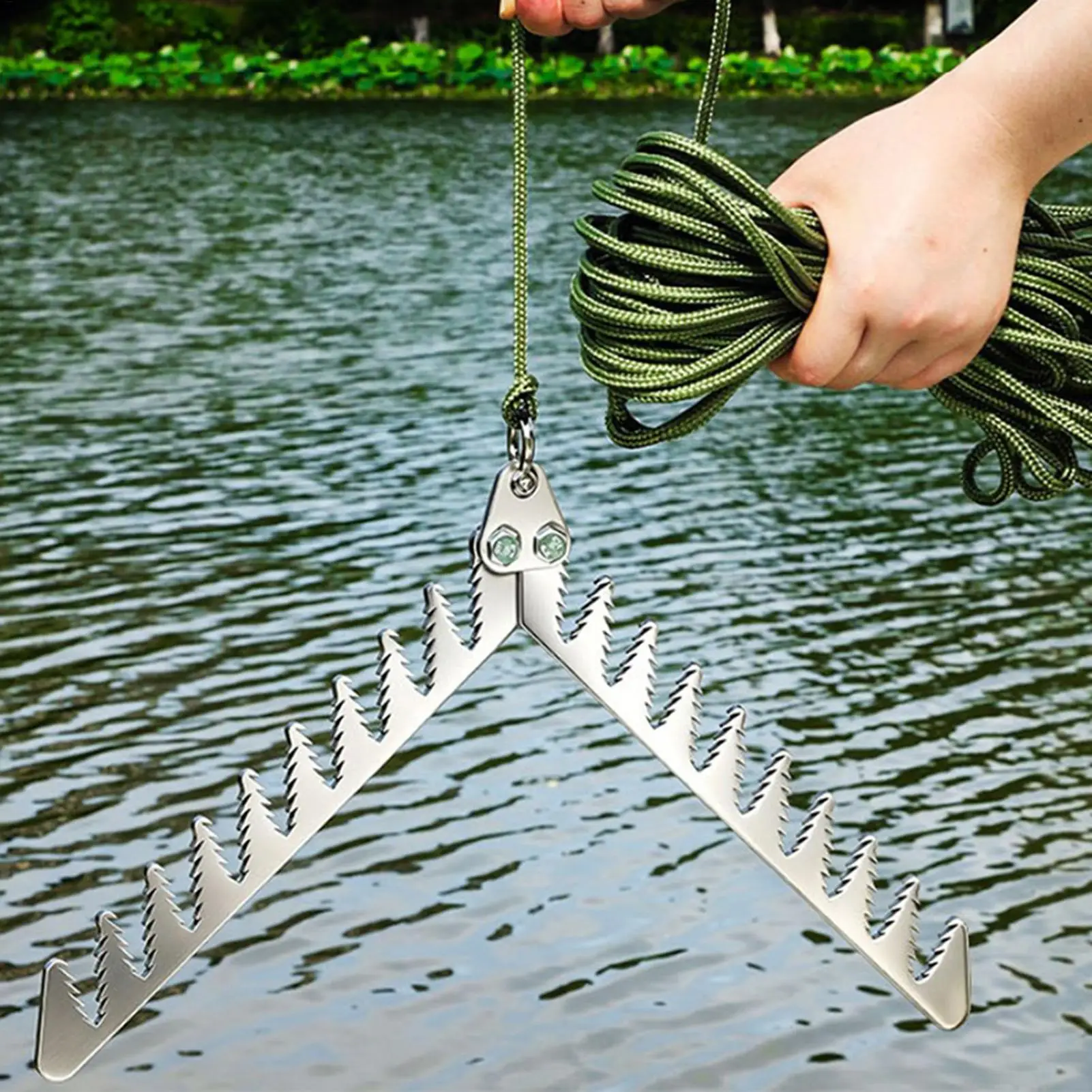 Aquatic Plants Grass Cutter For Fishing Foldable Weeder With 20 Meters Rope Fishing Cleaning Lake Bottom Weeds Removal Tools