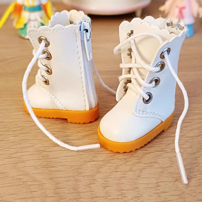 Length 4.7cm Doll  Boots fit 1/6 Points BJD Doll High Top White Leather Shoes Doll Clothes Accessories Festival Gift