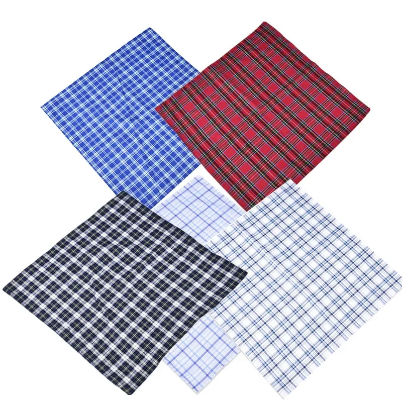 5Pcs 40x40cm Square 100% Cotton Plaid Stripe Handkerchiefs Men Classic Vintage Pocket Towels Wedding Party Gift