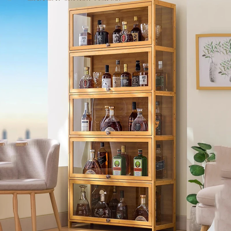 

Commercial Whisky Bar Cabinet Pantry Reception Desk Light Simple Wine Racks Japanese Essentials Armoire Vitre Home Equipments