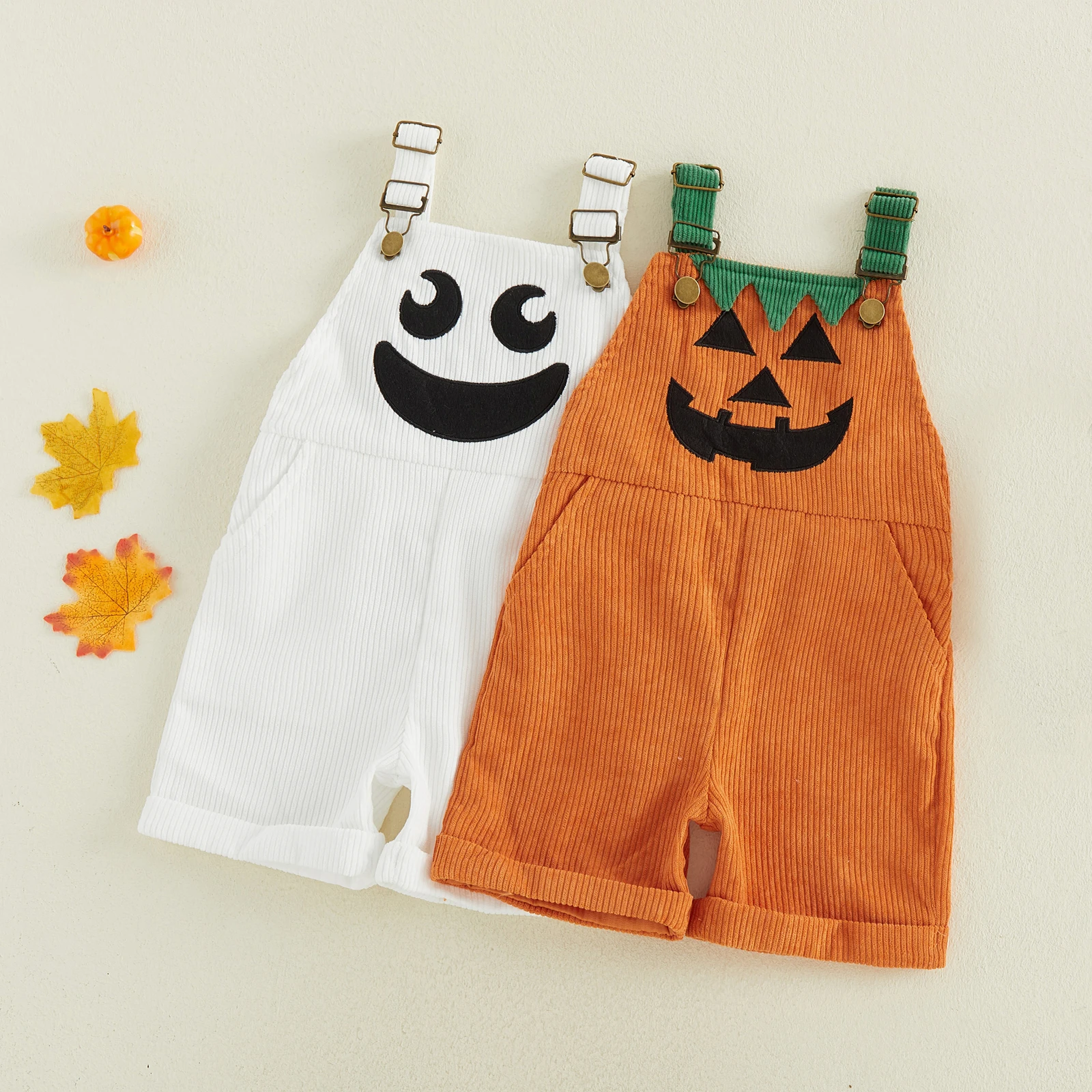 1-7Y Little Boy Halloween Costume Ribbed Sleeveless Corduroy Jumpsuit with Pockets Kids Halloween Playsuits Overalls Outfits