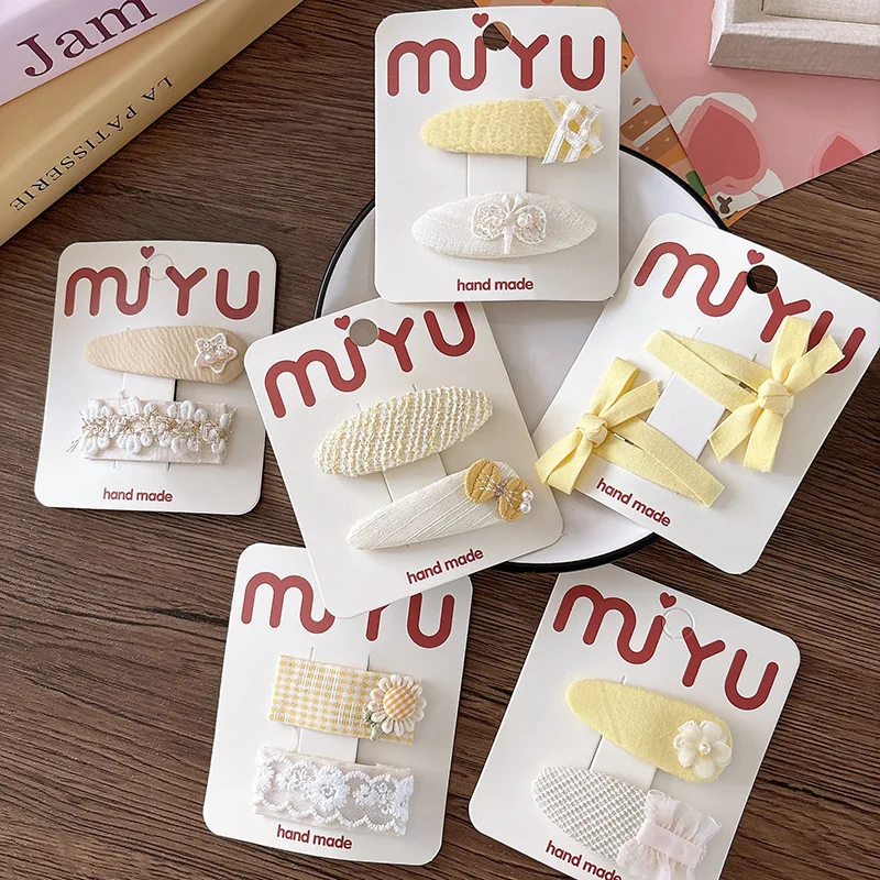 

Korean Hair Clips New Beige Linen Bow Barrettes Foldable Non Slip Bangs for Teens Girls Sweet Lace Accessory