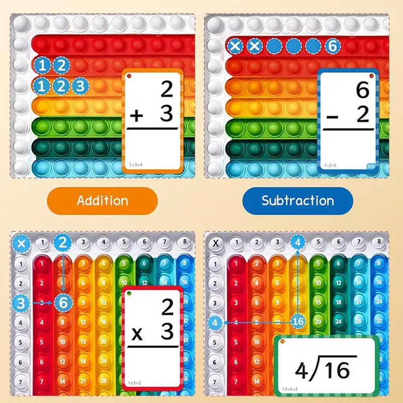 Tarjetas de matemáticas, juegos de cartas con números de multiplicación para niños de 4 a 8 años, juguetes con gráficos inquietos, suma de resta y división de multiplicación