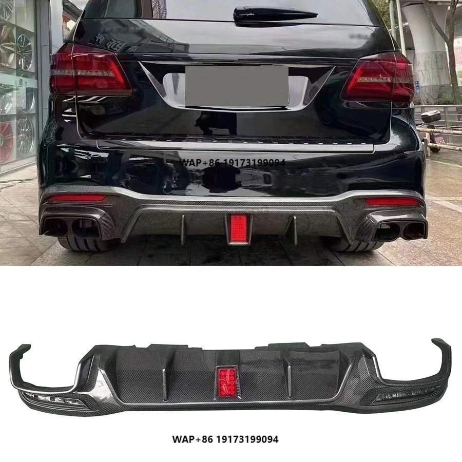 

Carbon Fiber Rear Diffuser for GLS Class W166 GLS63 53 SUV 2015-20 Rear Bumper Lip With Light Splitter Bodykit