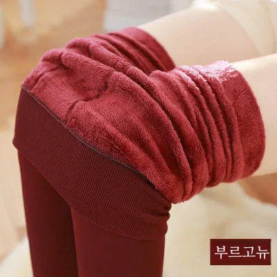 One-Piece Fleece-lined Thickened Leggings women Winter Outer Wear Super Thick Warm Long Pants High Waist Extra Thick Cotton-p...