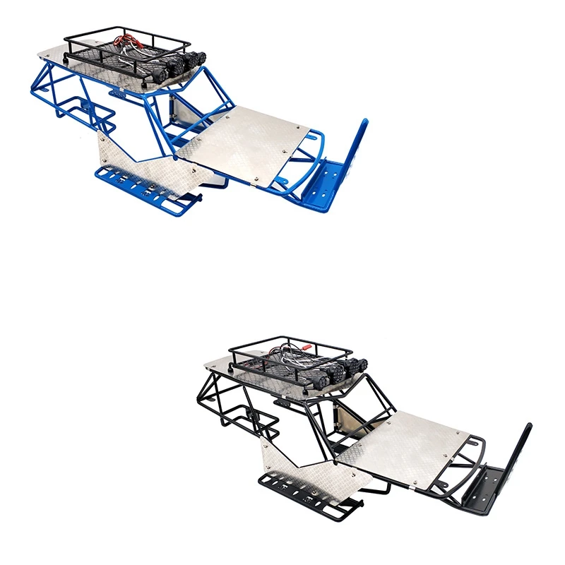 Voor 1/10 Schaal RC Axiale Wraith Metalen Rolkooi Frame Body met Imperiaal en Metalen Platen Side Step Zwart