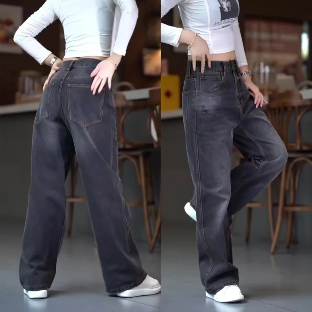 

American Sle Cleanfit Men's Jeans Flared Straight Leg Cotton Casual High Street Retro Wide Leg Long Trousers