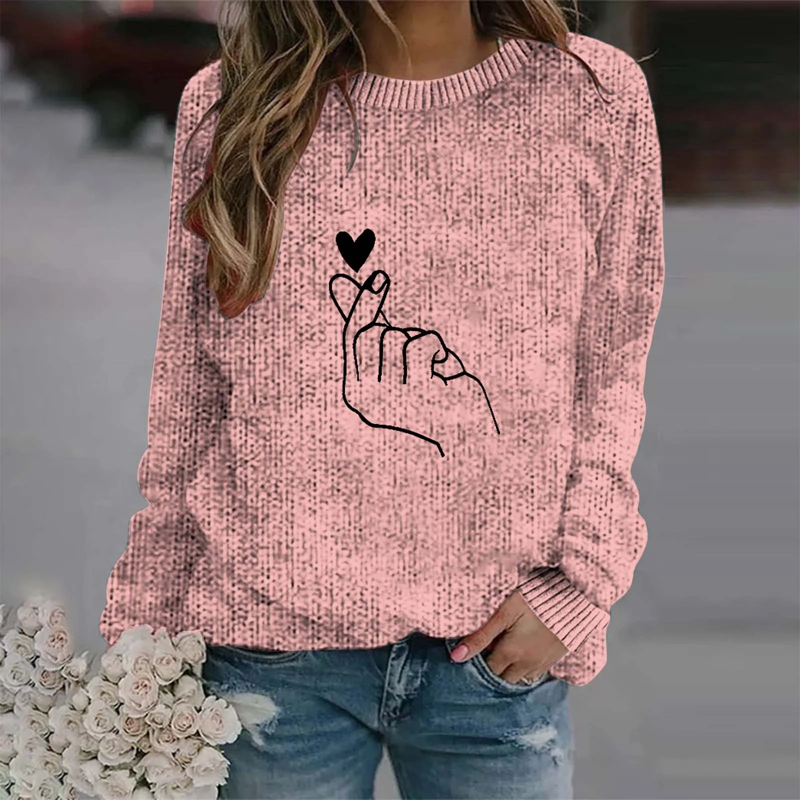 Women's Autumn And Winter Print Thick Needle Round Neck Shoulder Down Pullover Mens Sweater Mens Sweaters And Pullovers Slim Fit