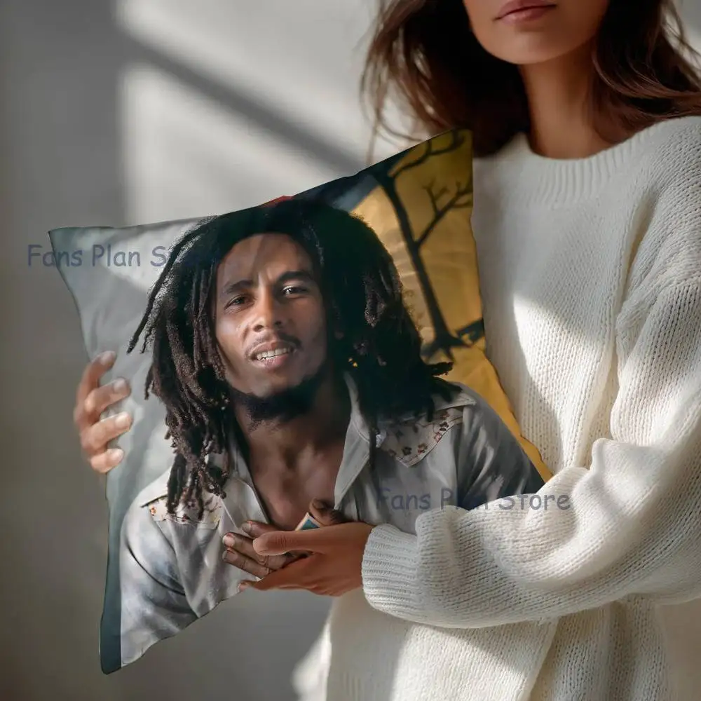 B-Bob M-Marley Reggae Pillow Case Cushion Cover Home Decor Birthday Gift Pillowcover