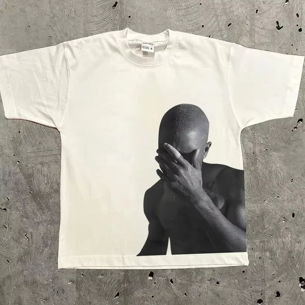 Rapper Frank Retro Grafik T-Shirt Herren Hip-Hop Ocean Album Kleidung T-Shirts Y2k Unisex Blond Mode Übergroßes Baumwoll-T-Shirt – Detail 2