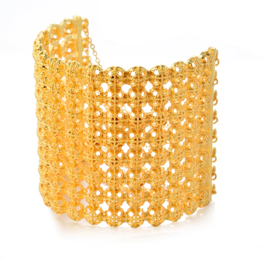 Opening Gold color Bangles For Women Indian Bracelet two-tone Africa Bridal Wedding Jewelry Ethiopian Middle East Gifts 