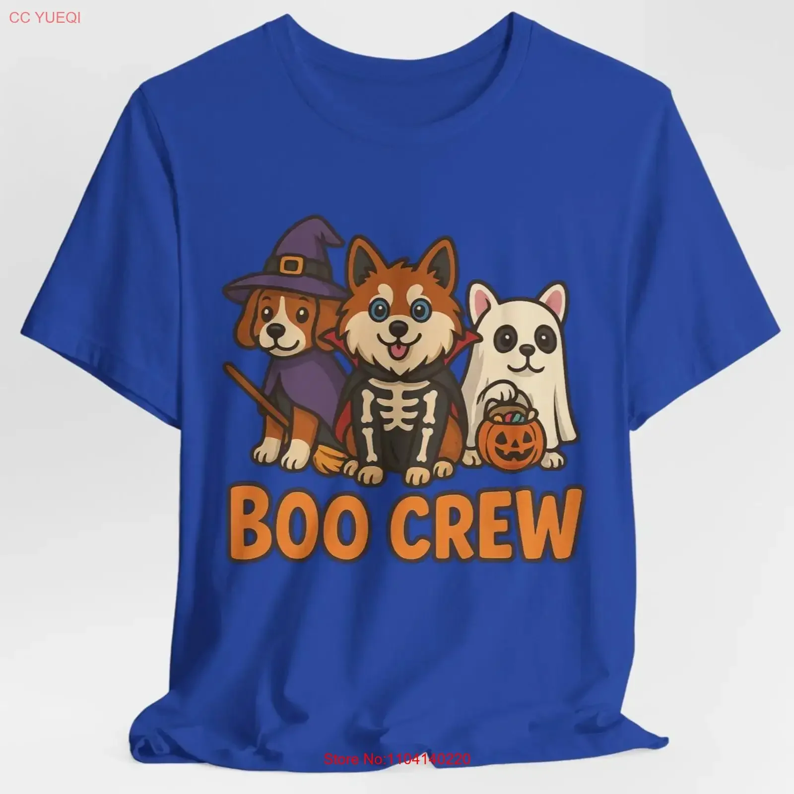 Camiseta Boo Crew con estampado de lindos perros Pomsky, Beagle y Frenchie con disfraces de Halloween, ropa de diseñador vintage lavada y suave para amantes de los perros