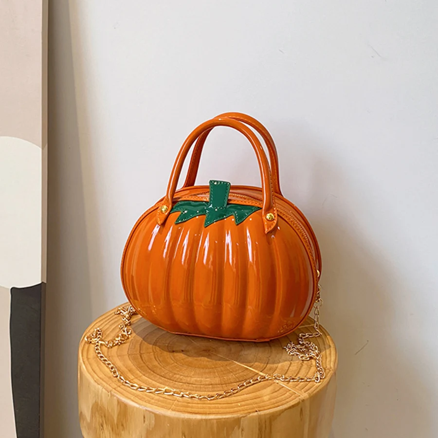 

Women Pumpkin Shape Handbag Versatile Creative Chains Shoulder Bag Fashion Cute Multifunctional Waterproof Halloween Handbag Sac
