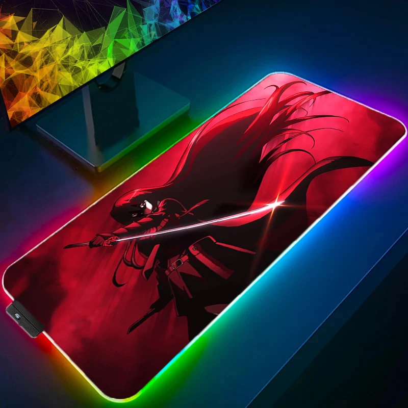 Anime Akame ga Kill Mouse pad RGB Gaming Accessories Computer Large 900x400 Mousepad Game Carpet With Backlit keyboard led mouse