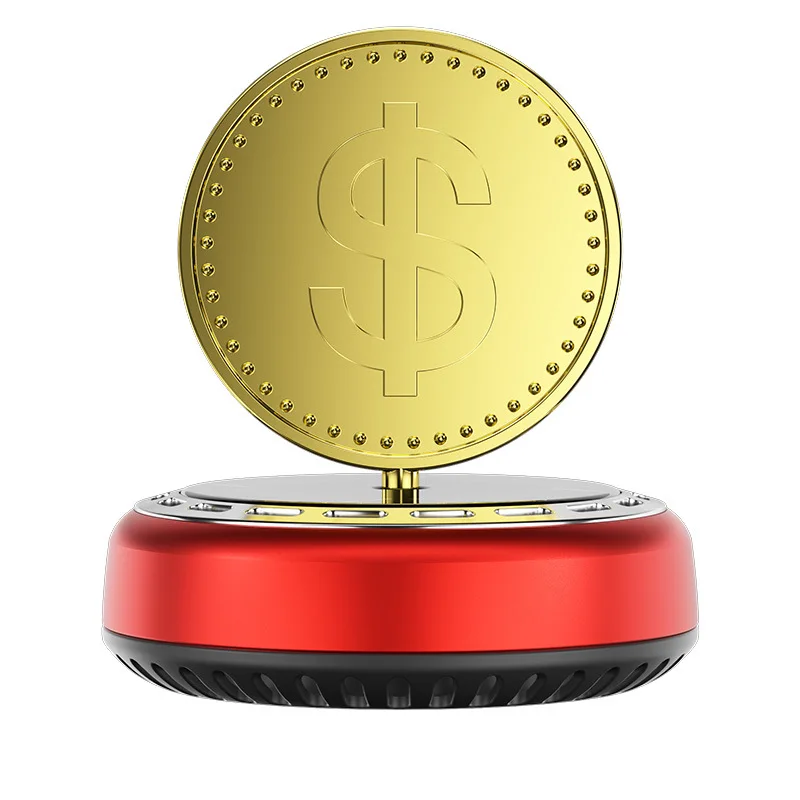 Solar Car Air Freshener Rotating Dollar Coin Money Sign Dashboard Perfume Diffuser Golden Wealth Lucky Interior Accessories Gift