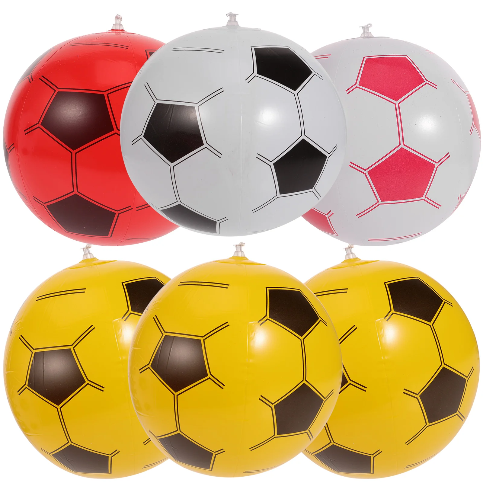 Bolas de futebol plásticas para crianças, brinquedos infláveis, futebol, exterior, praia, crianças, 6 Pcs