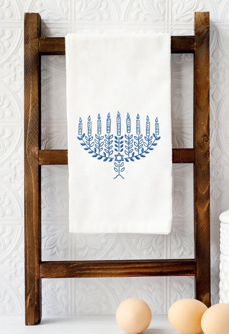 الشمعدان المطبخ منشفة شاي هانوكا ديكور هانوكا الشمعدان ديكور هدية لمضيفة منشفة طبق اليد عطلة ديكور المنزل صالح #1