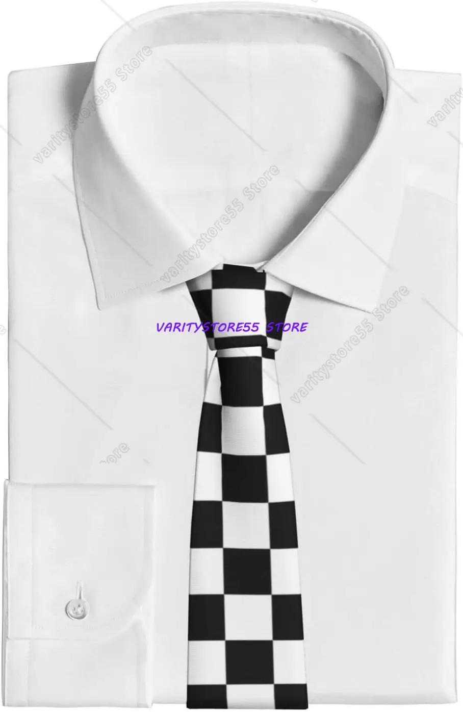 Black White Race Checkered Flag Pattern Ties for Men Classic Necktie Skinny Novelty for Wedding Party Dances Business Gifts