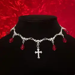 Wampir gryzie Chokers krew kapie krzyżyk naszyjnik romantyczny gotycki wiktoriański wspaniała biżuteria moda damska impreza z okazji Halloween prezent