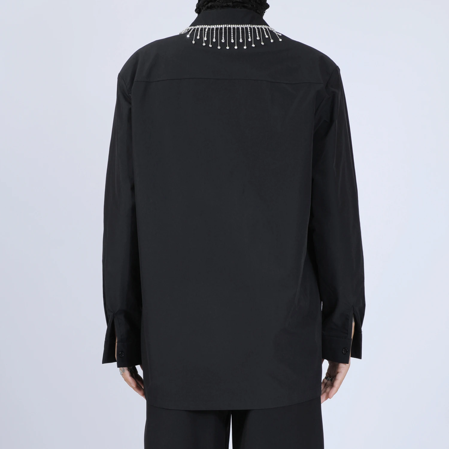 2025 Men's Autumn New Fashion Light Luxury Handmade Chain Design Shirts Gentleman Loose Comfort Long Sleeve Shirts Oversize Tops