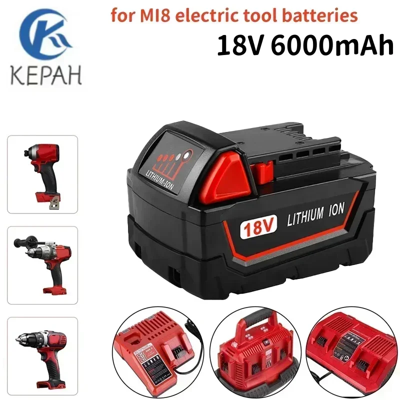 

New tool battery, suitable for new Milwaukee 48-11-1815 48-11850 2646-20 2642-21ct service M18 battery positive charger 6000mah