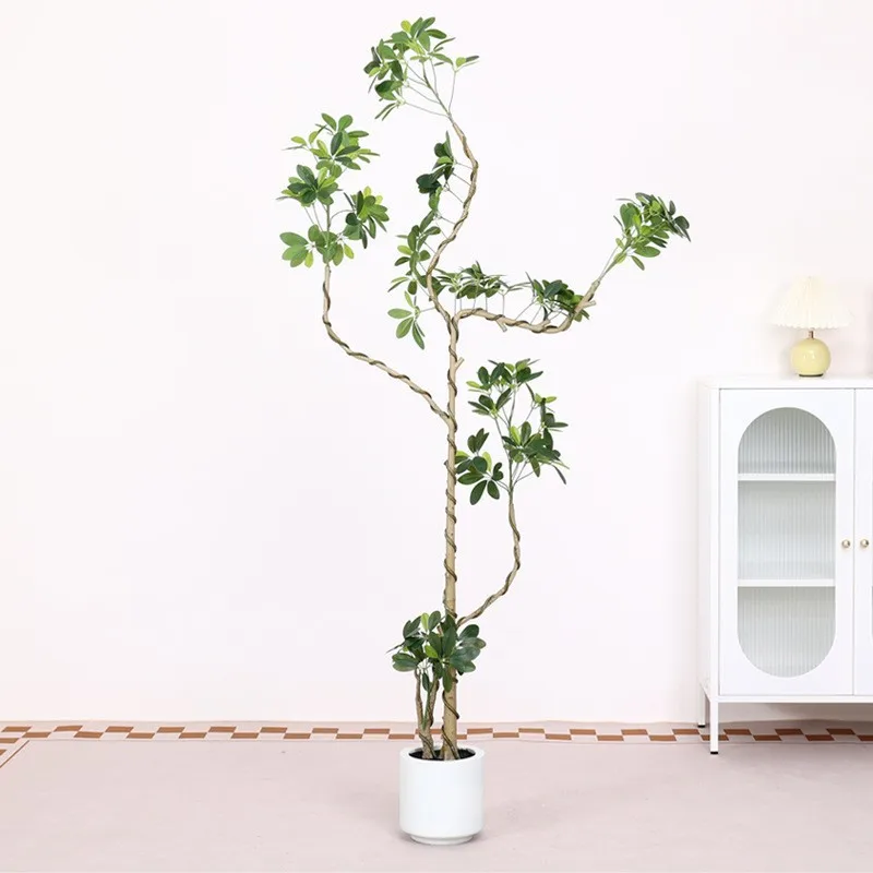 Light luxury high-end simulation duck foot wood green plants, indoor living room hotel facade decoration