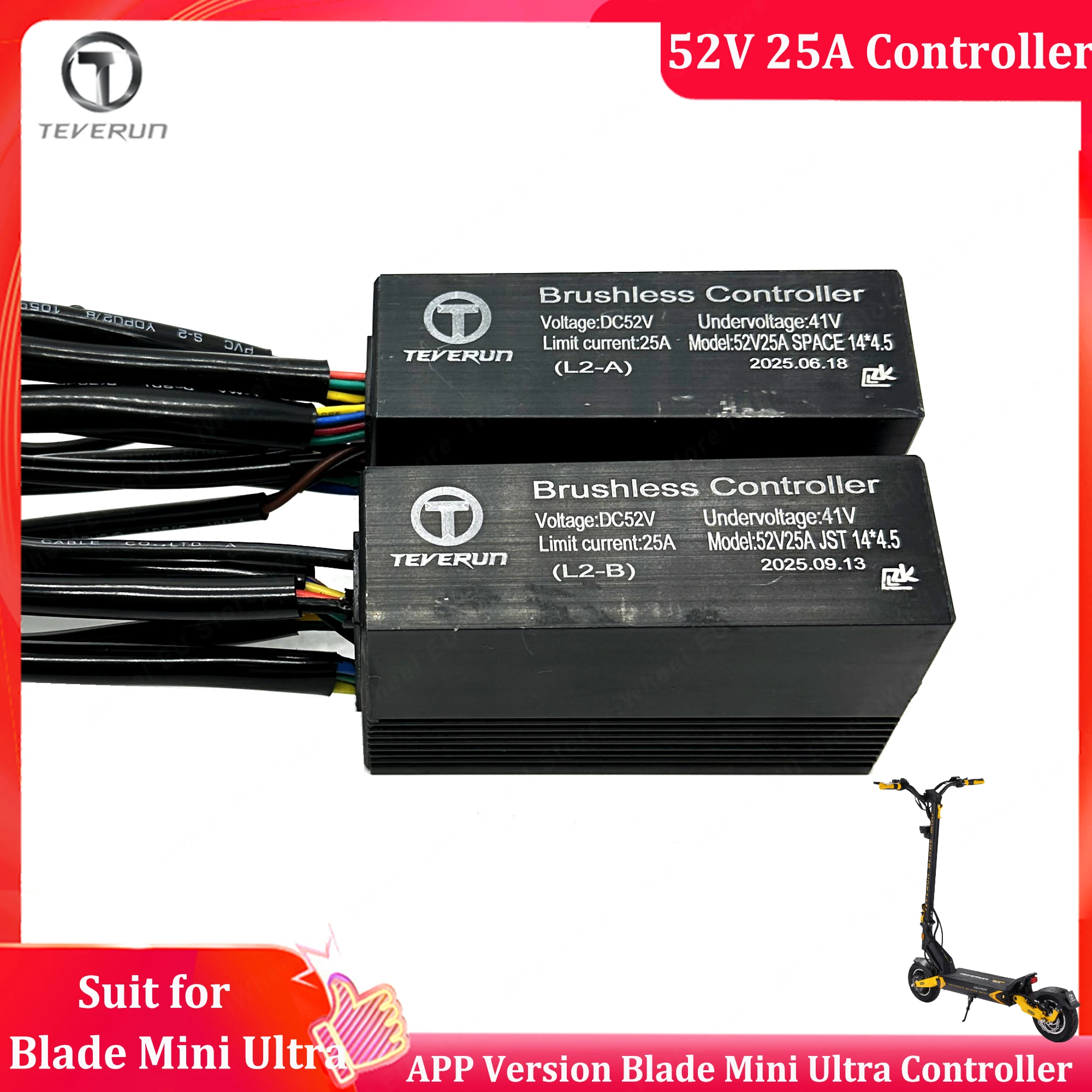 

APP Version Blade Mini Ultra Controller Teverun 52V 25A Controller Only Suit for APP Version Blade Mini Ultra Scooter Controller