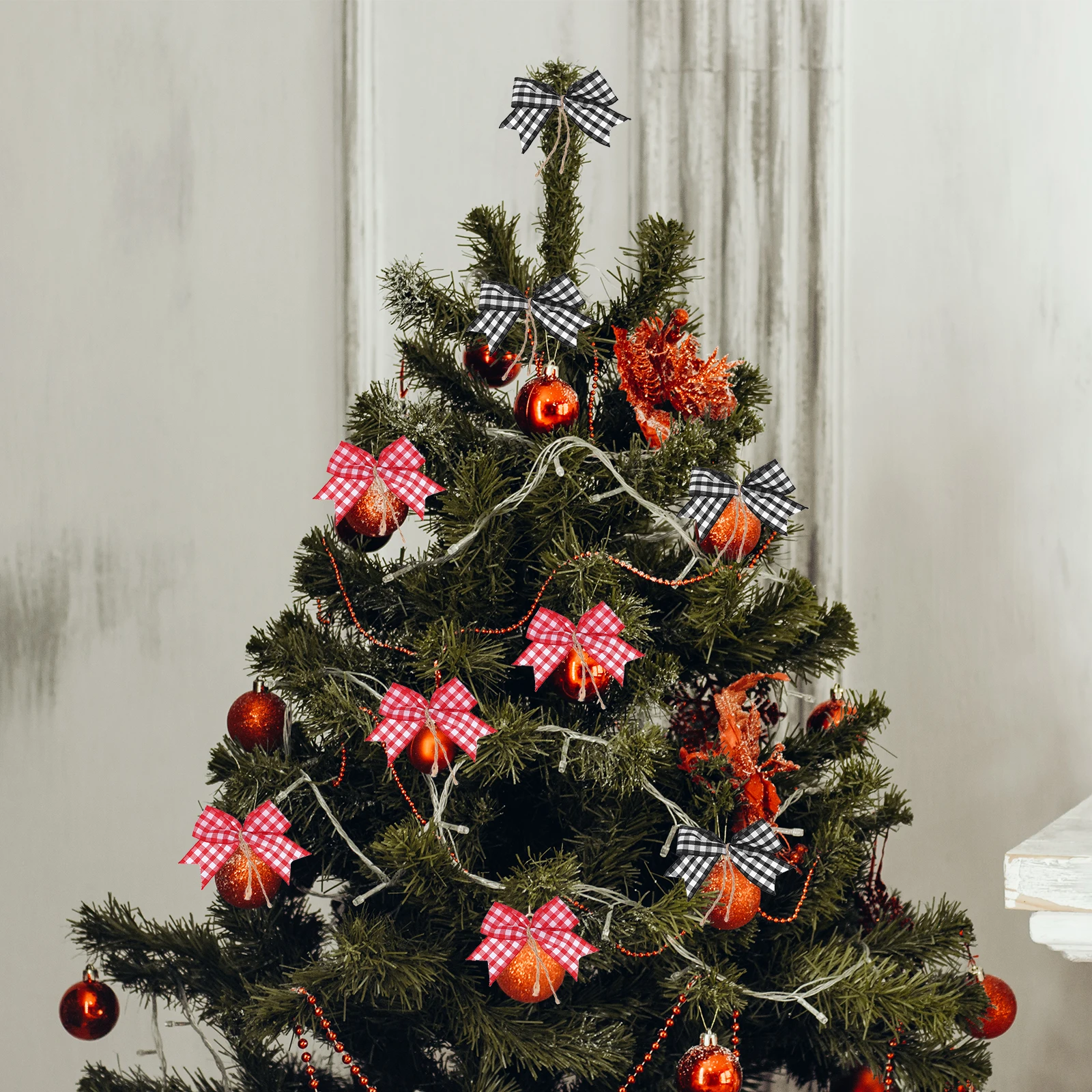 

12pcs Christmas Bow Knots Handmade Plaid Diy Crafts For Wreath Tree Decor Xmas Party Wedding Holiday Home Indoor Outdoor