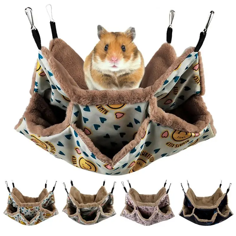 Small Pet Bed Hamster Hammock Doublelayer Hammock Hamster Hanging Bed Cage For Ferret Squirrel Pet Warm Hanging Nest