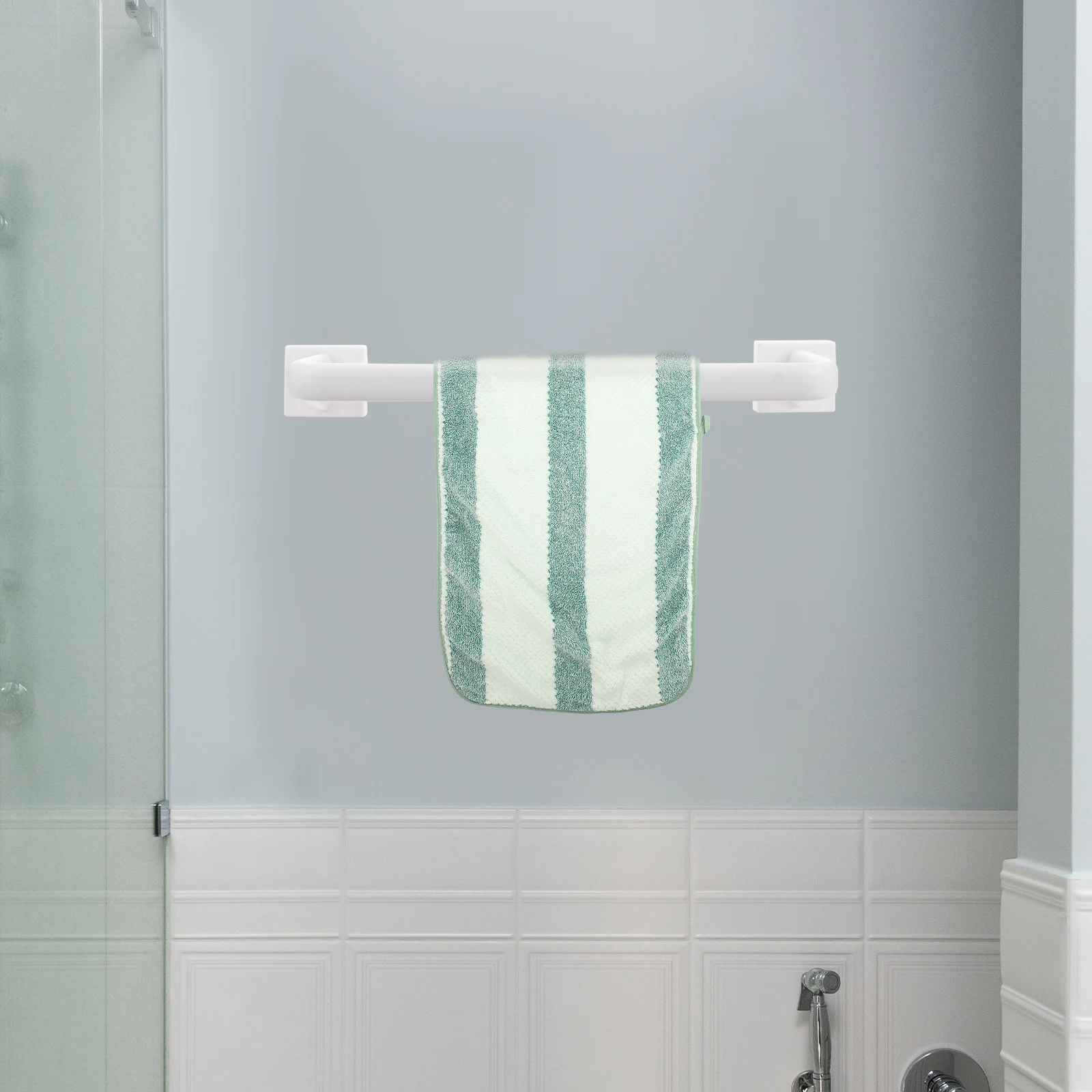 

3Pcs Plastic Towel Rack Space Saving No Punch Bathroom Kitchen Accessories Holder Durable Single Bar Cloth Hanger Hygienic