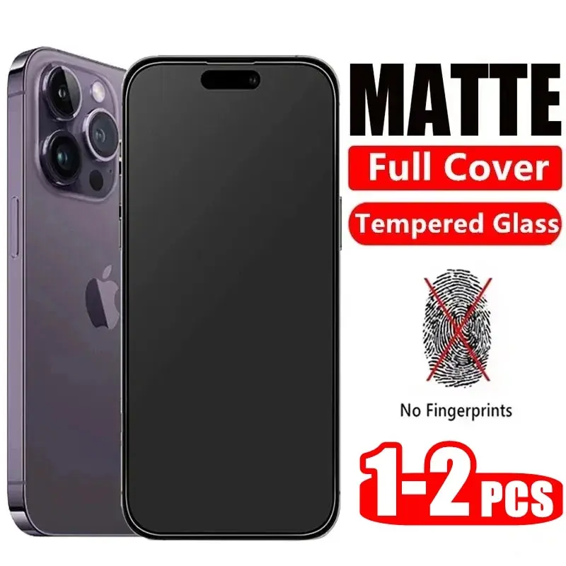 1/2Pcs Matte Tempered Glass For iPhone 15 14 12 11 13 Pro Max Frosted Screen Protectors For iPhone 11 12 13 14 15 Plus Glass Fil