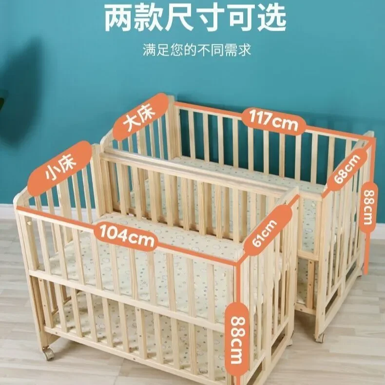 .Folding Crib Solid Wood Environmentally Friendly Paint-free Foldable Multifunctional Baby Crib.