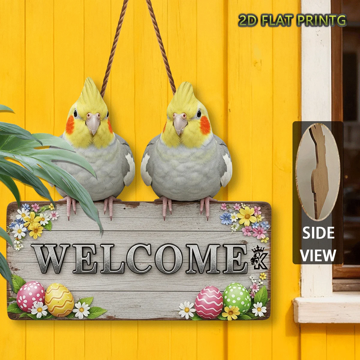 2D Plane, 1 Cockatiel Wooden Welcome Sign, Home Decoration, Easter Gift, Retro Wall Art, Easter Decoration, Gift for Bird Lovers