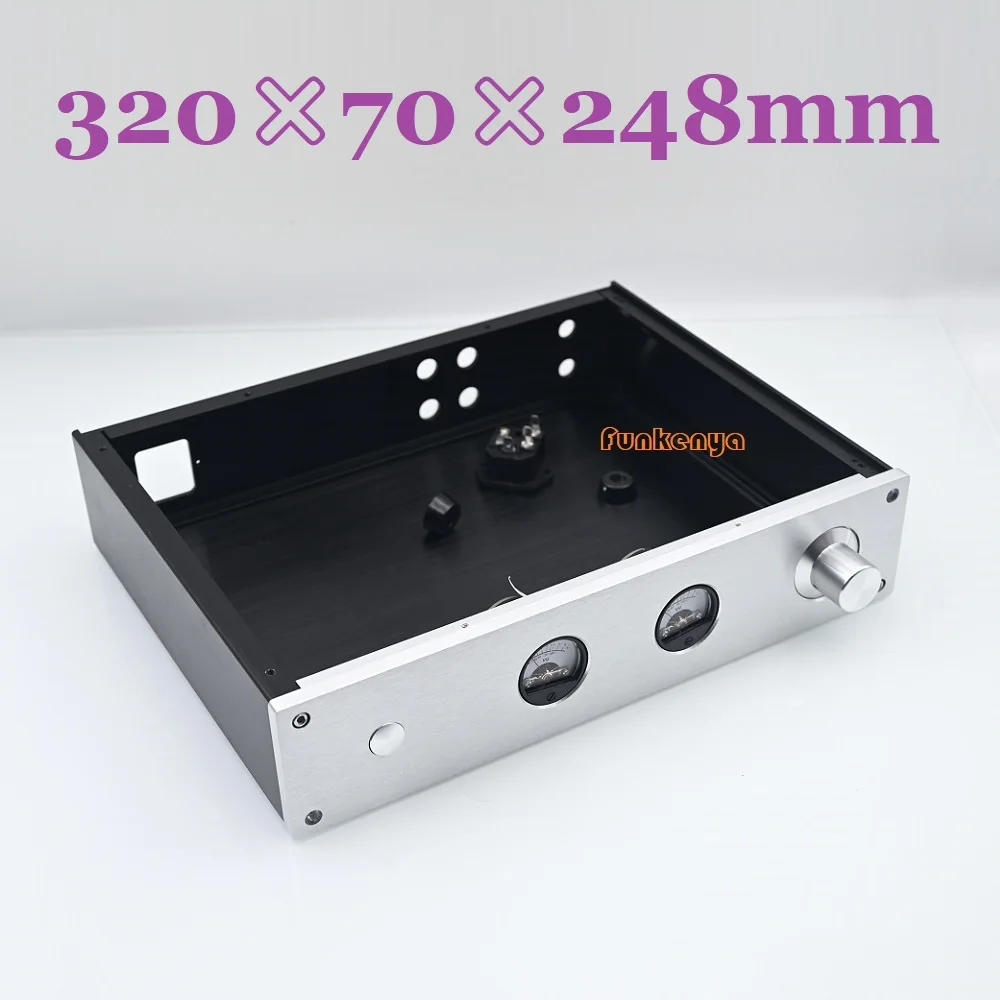 

W320 H70 D248 Anodized Aluminum Amplifier Chassis Dual VU Meter Hifi Shell DAC Decoder Case Headphone Amp Housing Preamp Cabinet