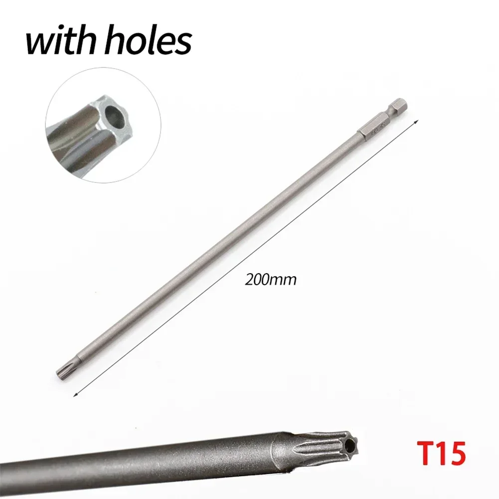 1Pcs Torx Screwdriver Bit 1/4inch Shank Hex Wind Drill Head 200mm Screw Wrench Magnetic Star T8 T15 T20 T25 T27 T30 T40