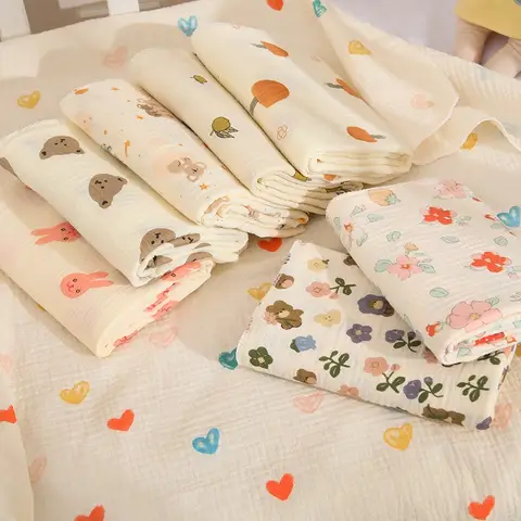 Double-layer Zou Bu Baby Quilt Wrapping Cartoon Print Soft Newborn Gauze Cover Blanket Wrapping Towel Swaddling Towel