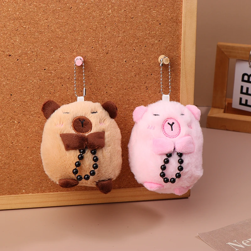 Buddhist Chanting Capybara Plush Keyring Cute Stuffed Animal Keychain Cartoon Plush Toys Pendant Bag Charm Couple Gifts