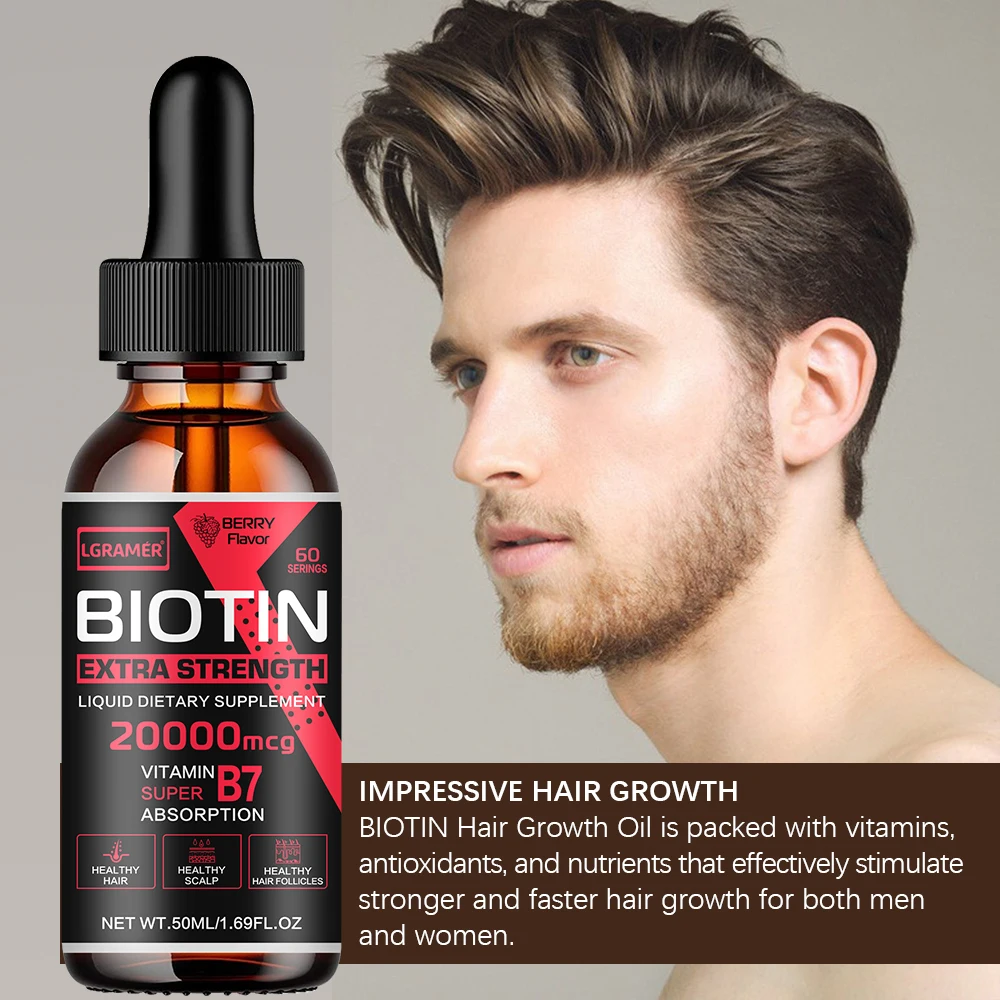 Biotin Hair Growth Serum Anti Hair Loss Products Fast Growing Prevent Dry Frizz Damaged Repair Treatment Scalp Beard Care Spray