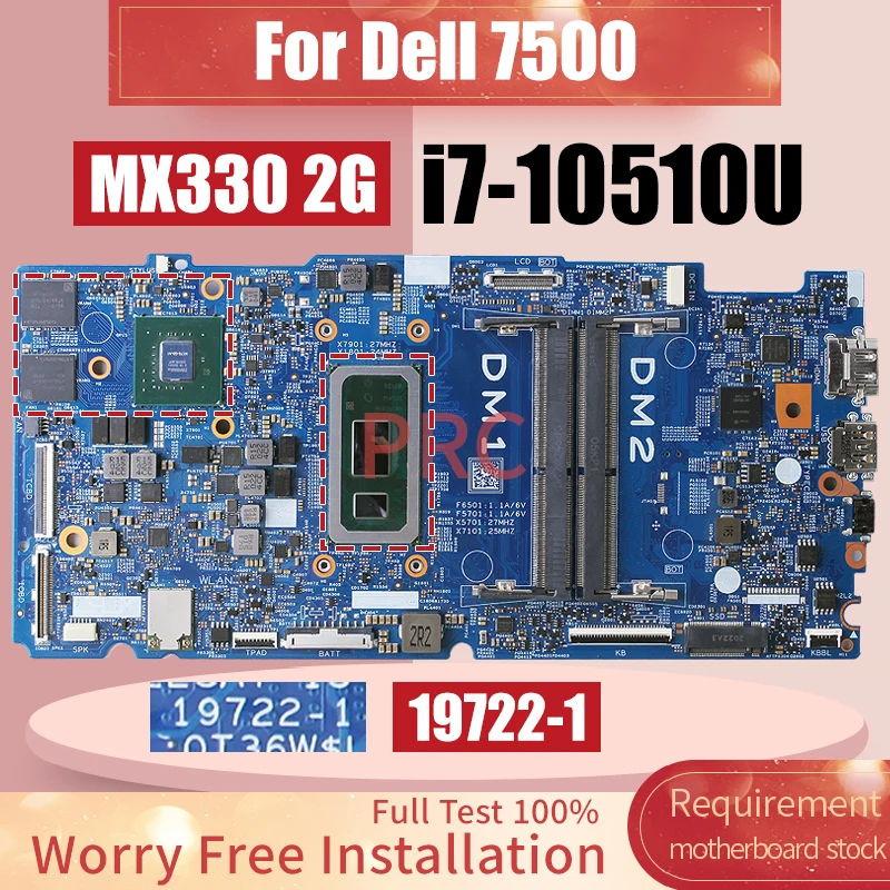 19722-1 For DELL 7500 Laptop Motherboard SRGKW i7-10510U MX330 N17S-G3-A1 2G 0V32GF Notebook Mainboard Full test