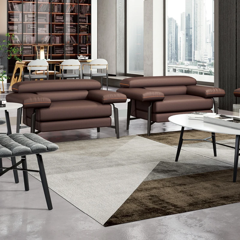 #Genuine Leather Modular Office Sofa Set For Home Office School Hotels